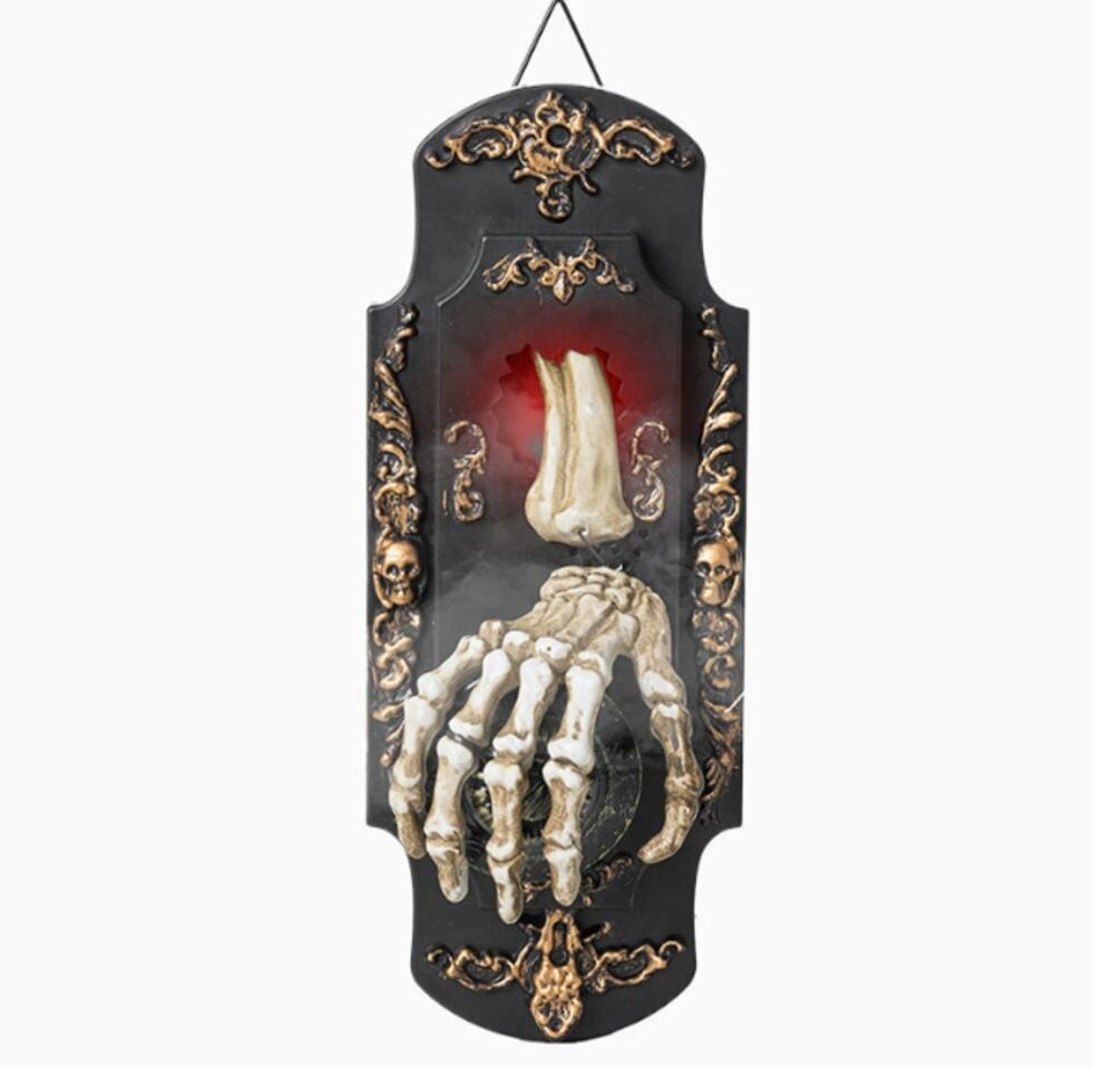 Animated Skeleton Hand Halloween Doorbell, Red LED Mist & Scary Sound Decor